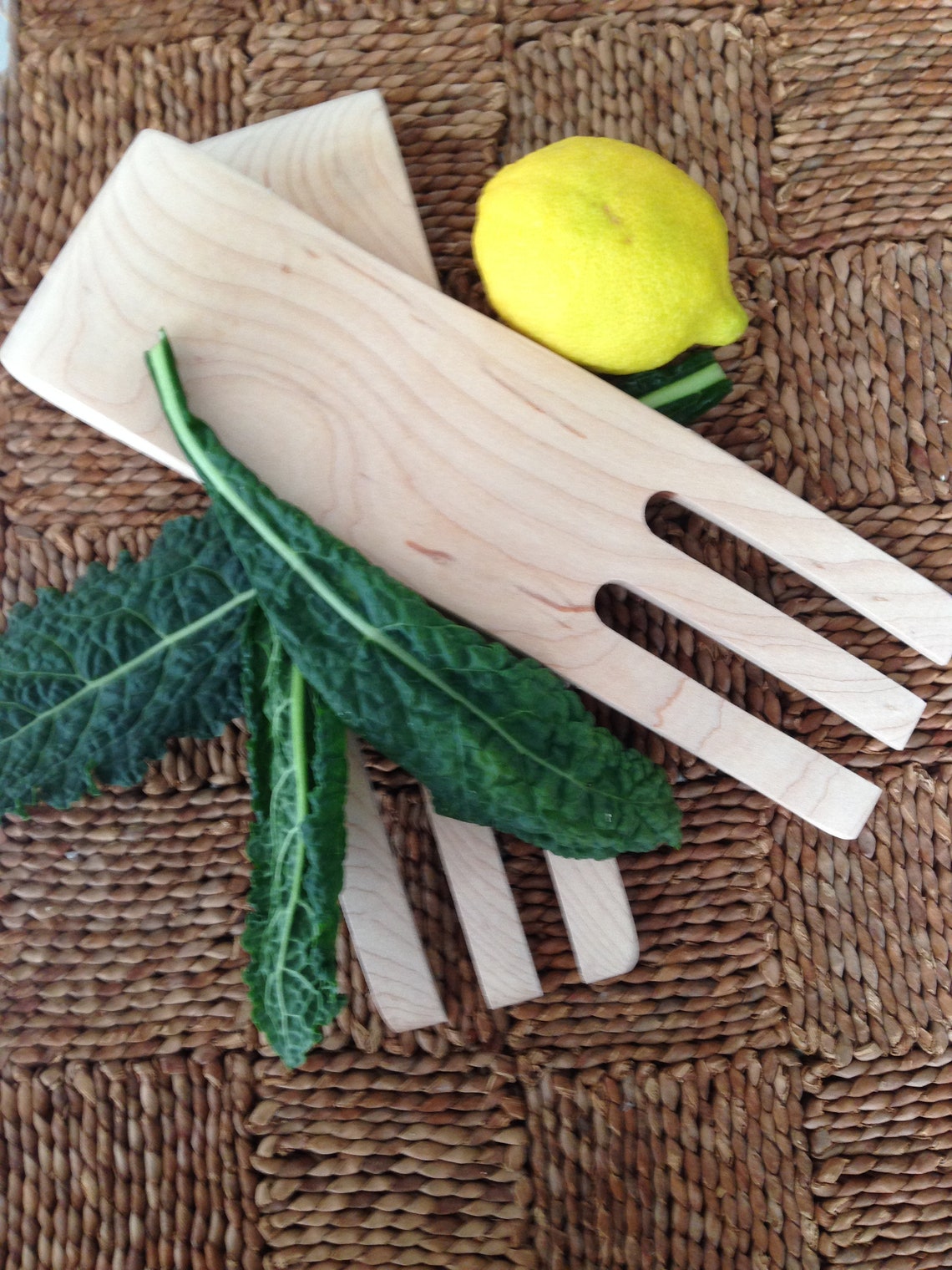 Wooden Salad Servers PAIR Ergonomic Ashwood Hands Danish Etsy