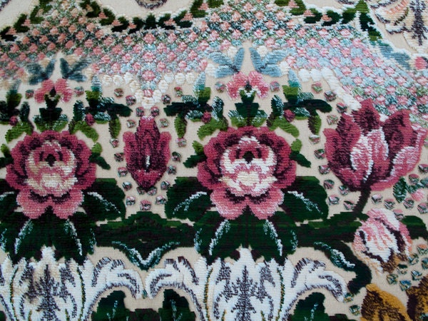 Upholstery Jewel Cabbage Rose Backed Swavelle Chenille Fabric by