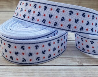 5/8 Anchor Star Fold Over Elastic