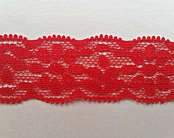 1 Inch RED Lace Elastic