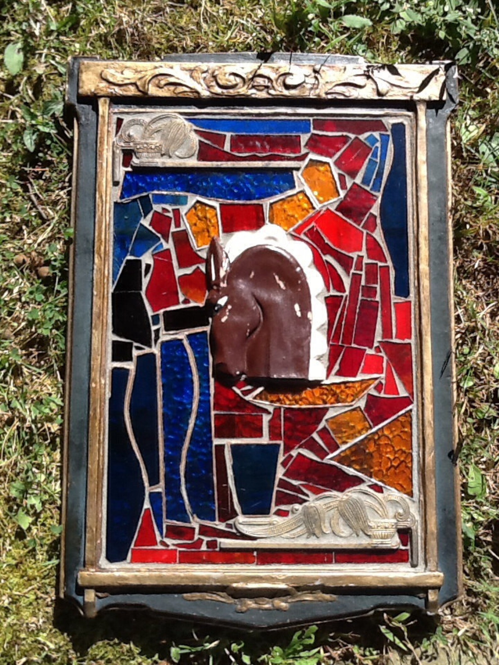 Mosaic Art Wall Hanging Stained Glass Horse Mosaic Vintage Etsy