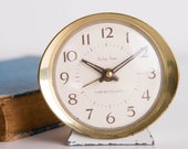 Baby Ben Clock, Westclox Alarm Clock, Made in USA, Cream white and Gold, Home Decor, Wedding Gift Idea