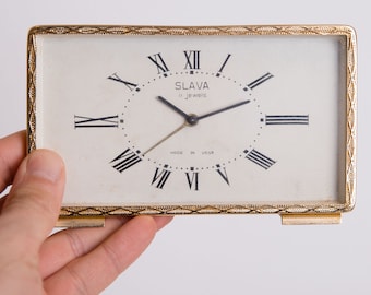 Orologio sovietico dell&#39;annata, sveglia russa, Slava Sovietica Unione Home Decor Office Decor Orologio, estate, giallo, oro, casa