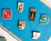 Vintage Soviet Sports Badges - Lot of 6,1980s Pins, Russian Sport Themed Badges, Moscow Olympics, Football (Soccer), Hockey