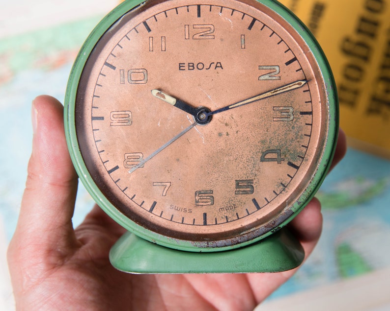 Swiss Made Alarm Clock Large Swiss Alarm Clock Ebosa Green Etsy