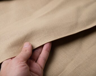 Beige Yellow Linen and Cotton Fabric - by the yard, Deadstock Shirting for Womens Summer Blouse, Comfy Pants or Skirts