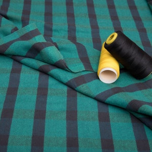 Plaid Flannel Fabric - by the yard, Heavyweight Thick Flannelette Cotton Fabric, Shirting Cotton, Winter Fabric