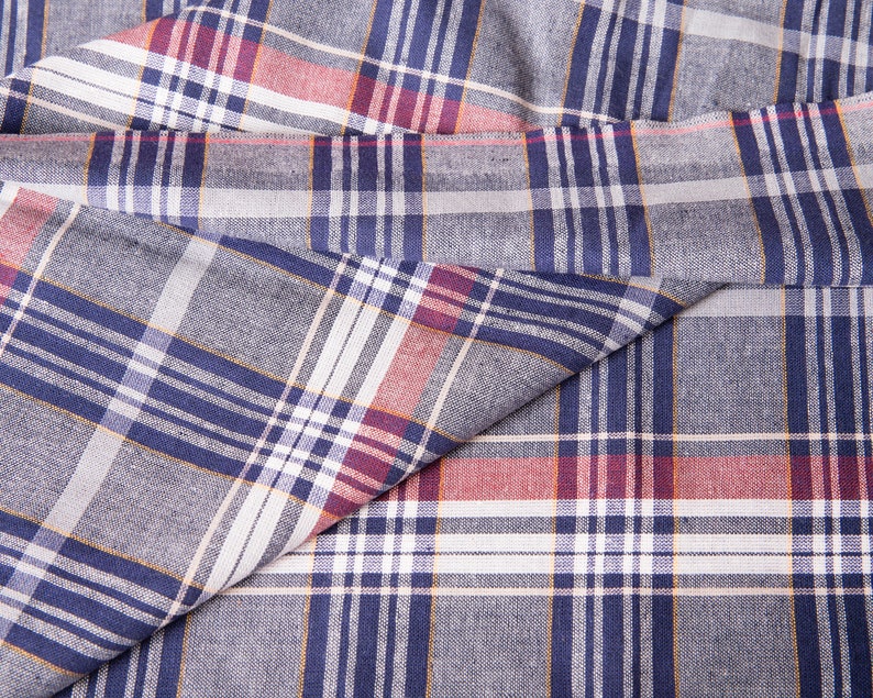Cotton Lightweight Fabric by the Yard Lightweight Plaid Etsy