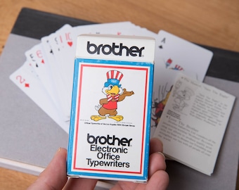 Vintage Playing Cards, Standard 52 Card Deck, Sam the Olympic Eagle, Brother Electronic Office Typewriters Souvenir Playing Cards Deck