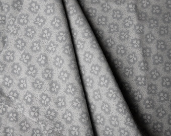 Gray Floral Fabric, Textured Cotton Upholstery - by the yard, Pillow Throw Fabric, Chair Couch Upholstery