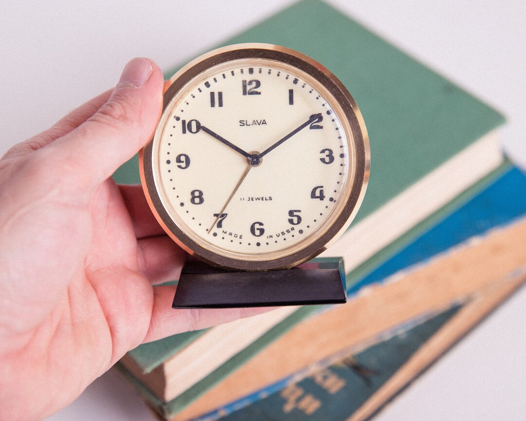 Soviet Alarm Clock, Russian Desk Clock, Slava Soviet Union Home Decor