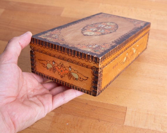Wooden Jewelry Box, Vintage Cash Box, Gift for Mo… - image 3
