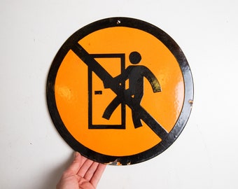 Caution No Entry Allowed, Do Not Enter Sign, Vintage Enamel Sign - 1970s