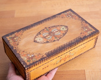 Wooden Jewelry Box, Vintage Cash Box, Gift for Mom or Dad