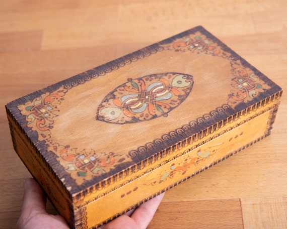 Wooden Jewelry Box, Vintage Cash Box, Gift for Mo… - image 1