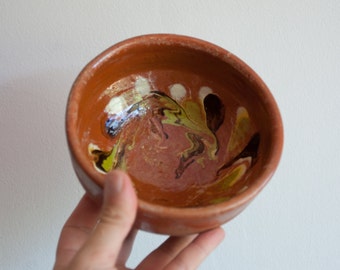 Vintage Ceramic Bowl, Handpainted Antique Pottery Bowl, Bulgarian Troyan Pottery, Antique Dish, Home Decor Housewares