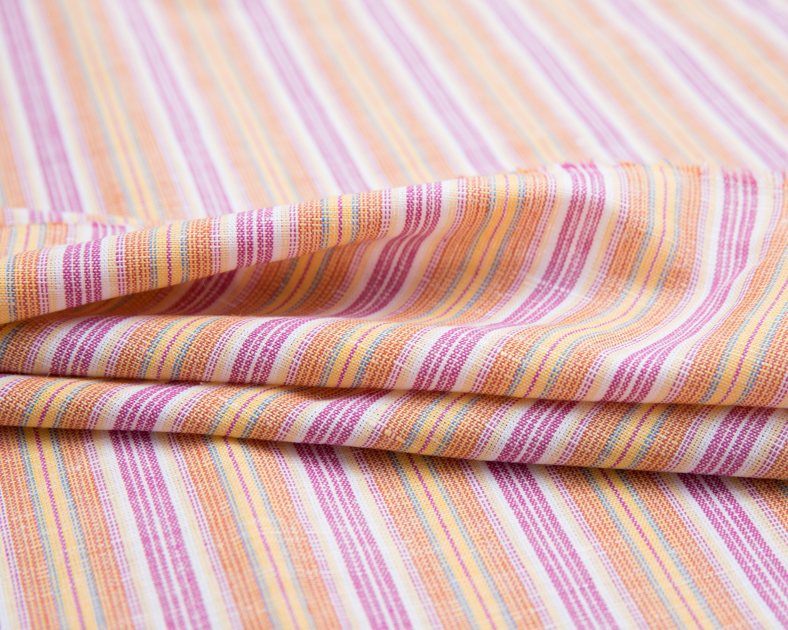 Linen and Cotton Fabric by the yard Vintage Striped Fabric Etsy