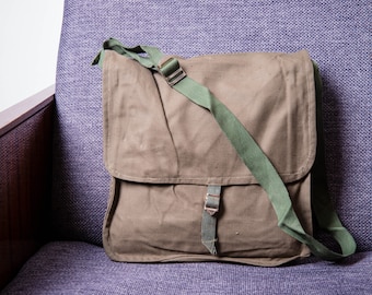 Tenacitee Art Deco Class of 1960 Khaki Green Raw Edge Canvas Messenger Bag Tenacitee Art Deco Class of 1960 Khaki Green Raw Edge Canvas Messenger Bag