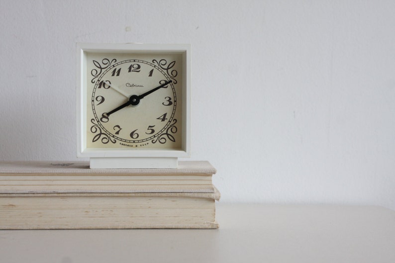 White Desk Clock, Armenian Alarm Clock, Soviet Union Home Decor, Office Decor Clock, Sevani image 3