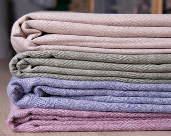 Yarda de tela de algodón, Tela de franela de algodón vintage, Tela cortada a medida: Burdeos, Azul, Verde, Beige, Pastel, Tela de mascarilla