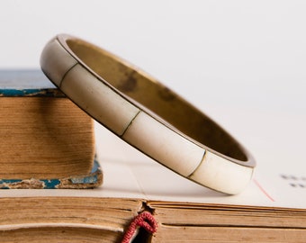 Mother of Pearl Bracelet, Metal and Bone Bracelet, Thin Delicate Bracelet, Retro Jewelry,  gift for her