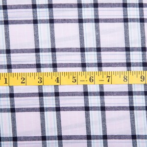 Soft Pink and Black Plaid Tartan Fabric - by the yard, Vintage Cotton Shirting Fabric, Fabric for Skirt, Shirt, Dress or Womans Scarf image 3