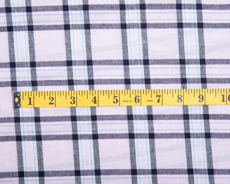 Soft Pink and Black Plaid Tartan Fabric - by the yard, Vintage Cotton Shirting Fabric, Fabric for Skirt, Shirt, Dress or Womans Scarf image 3
