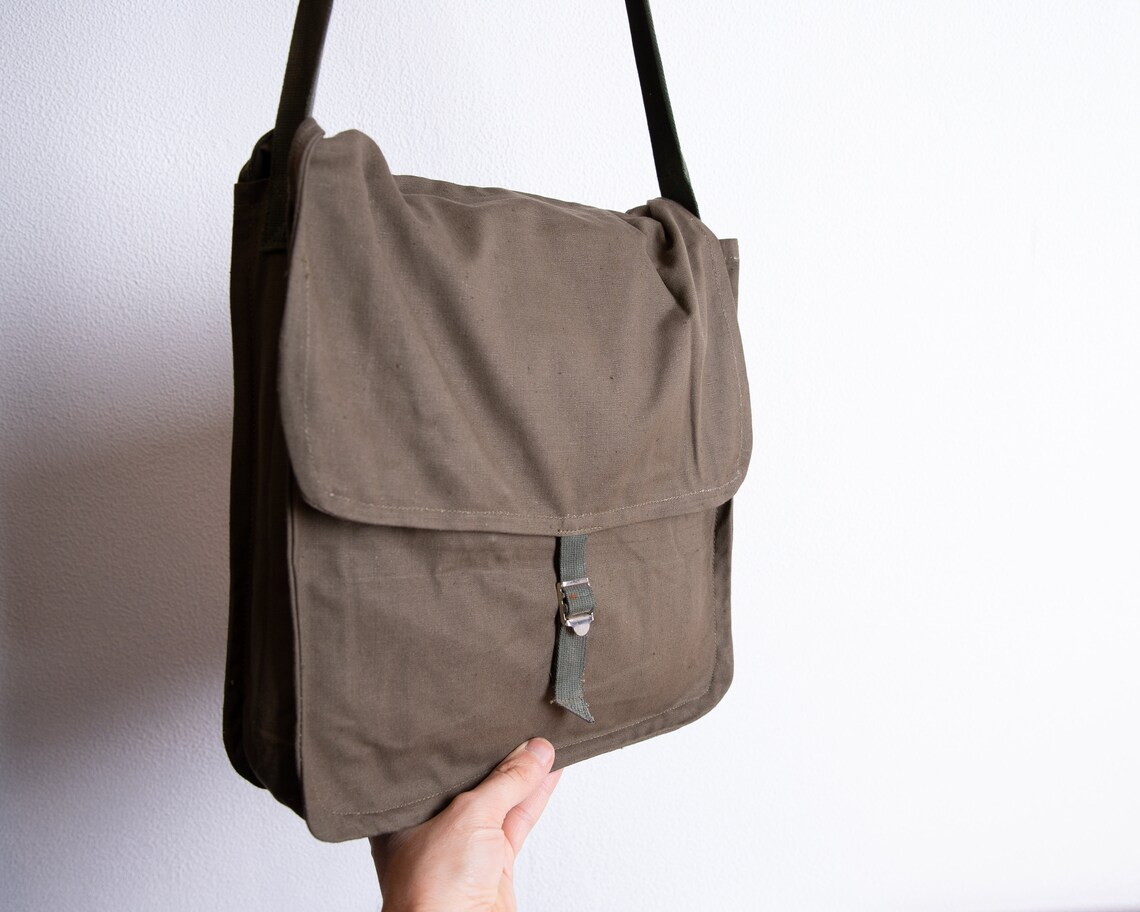 Green Military Bag Vintage Army Bag Canvas Messenger Bag Etsy