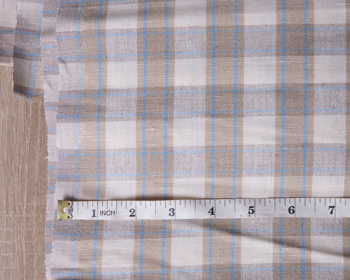 Plaid Fabric Linen and Cotton by the Yard Vintage Plaid - Etsy