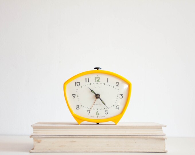 Yellow Desk Clock Alarm Clock Mustard Orange and White Etsy