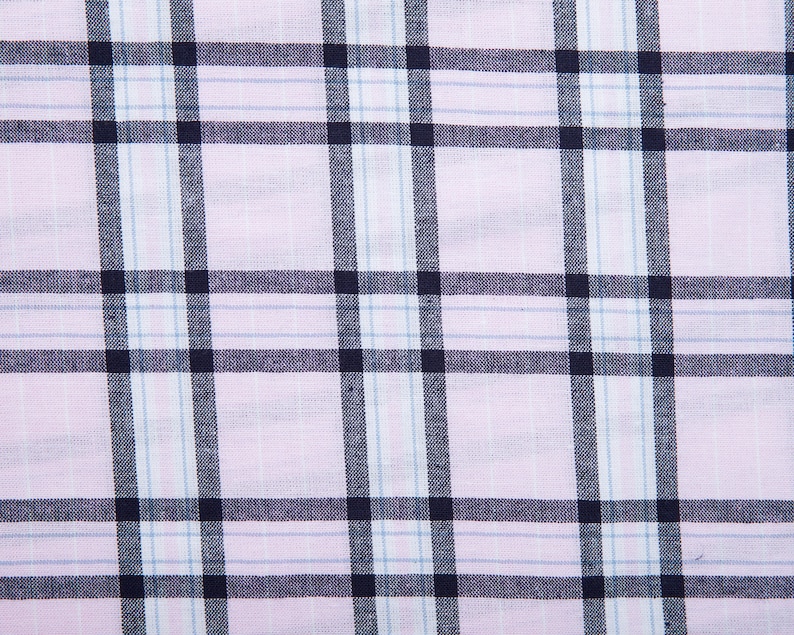 Soft Pink and Black Plaid Tartan Fabric - by the yard, Vintage Cotton Shirting Fabric, Fabric for Skirt, Shirt, Dress or Womans Scarf image 4