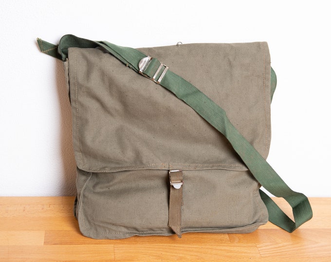 Canvas Messenger Bag Vintage Green Shoulder Bag Never Used Etsy