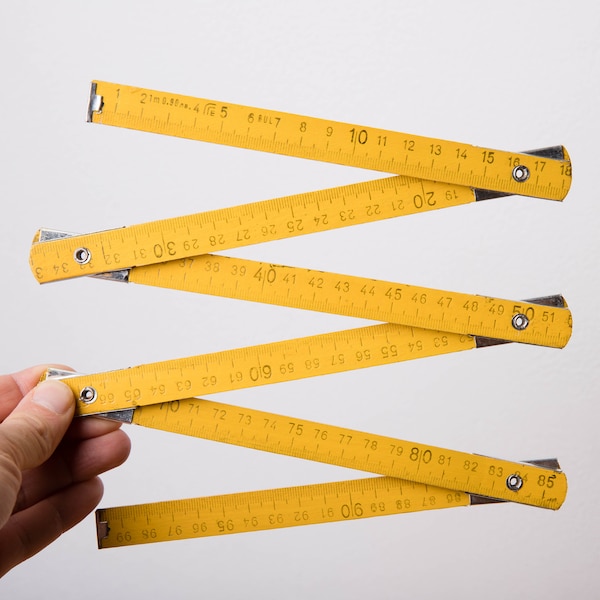 Vintage Wooden Folding Ruler - 1 Meter, Orange Meter Ruler, Vintage Tool, Foldable Ruler, Freesia