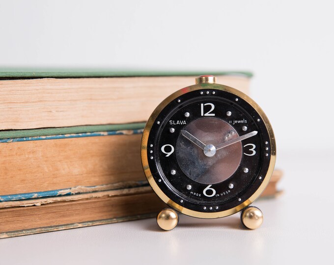 Alarm Clock for the Blind, Rare Slava Alarm Clock, Braille Clock, Black