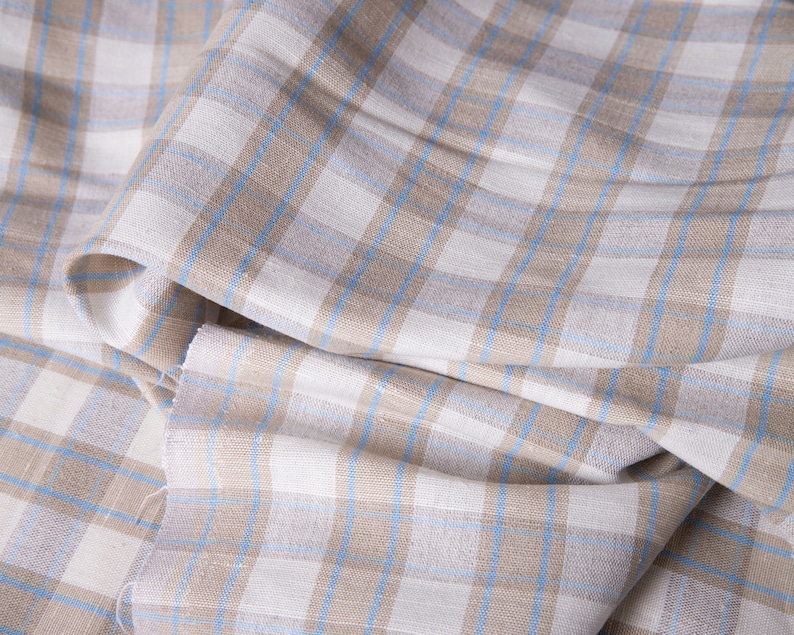 Plaid Fabric Linen and Cotton by the Yard Vintage Plaid - Etsy