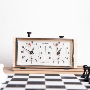 Chess Clock, Soviet Tournament Timer Clock, 70s Clock, White Jantar Clock, Table Clock, Made in USSR, Spring image 1