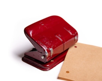 Vintage Hole Punch, Bordeaux Red Metal Holing Pincer, Hole Puncher, Paper Perforator, Office Decor, Burgundy Red Made by Sax Austria