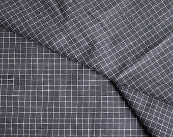 Green Flannel Mini Checks Cotton Fabric, Vintage Deadstock Fabric