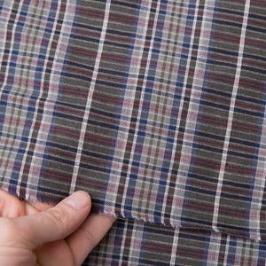 Vintage Plaid Fabric - by the yard, Green Blue Black White Red Weave, Vintage Cotton Fabric, Face Mask Fabric