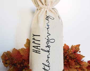 Happy Thanksgiving Wine Bag, gift bag, thanksgiving, fall, holiday, gifts, hostess gift