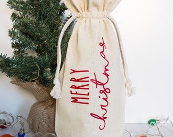 Merry Christmas Wine Bag, gift bag, thanksgiving, fall, holiday, gifts, hostess gift