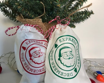 Christmas express delivery, Santa bag, Coal gift bag, Santa coal, you’ve been naughty, better luck next year, favor bag, gift cards