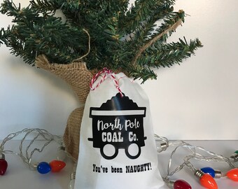Christmas Coal gift bag, Santa coal, you’ve been naughty, better luck next year, favor bag, gift cards