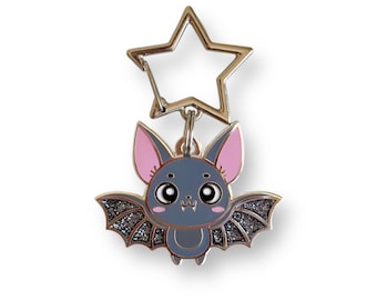 Bat Pet ID Tag: Custom Engraved Dog Cat Tag - Glitter Wings