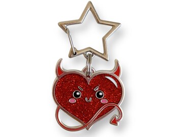 Devil Heart Pet ID Tag: Custom Engraved Glitter Dog Tag