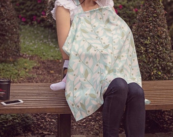 Nursing Cover and Burp Cloth  Set - A New Leaf Print