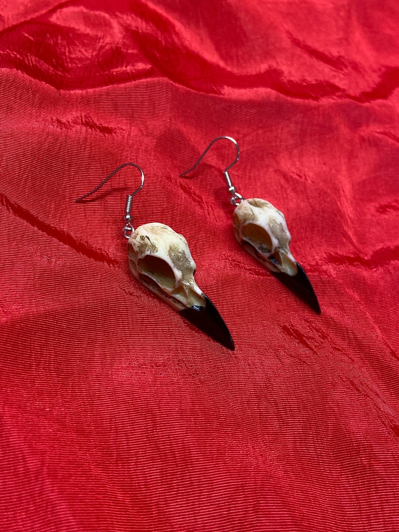Witchy Bird Skull Earrings image 2