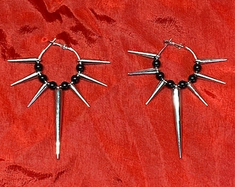 Gothic Spike Hoop Earrings