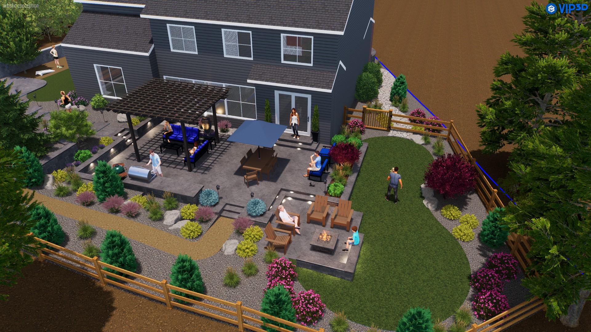 Custom Yard Design: 2D & 3D Landscape Layout - Front and Backyard ...