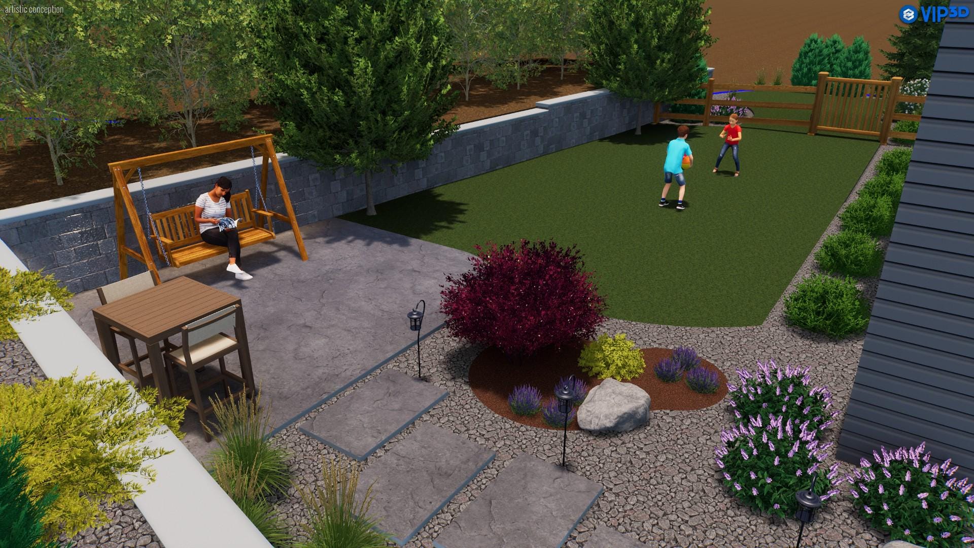 Custom Yard Design: 2D & 3D Landscape Layout - Front and Backyard ...